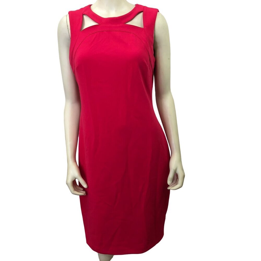 CALVIN KLEIN SHEATH CUT OUT FRONT crepe scuba‎ DRESS SIZE 10 - Picture 2 of 6